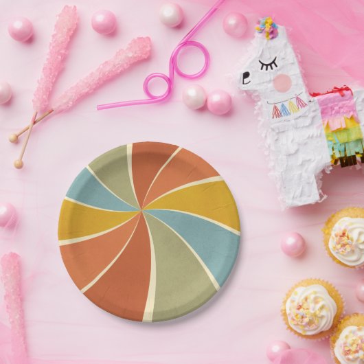 Muster für Mixed Paint Wirbel im Retro-Hippie-Stil Pappteller (Party)