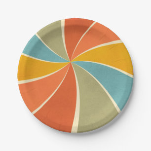 Muster für Mixed Paint Wirbel im Retro-Hippie-Stil Pappteller