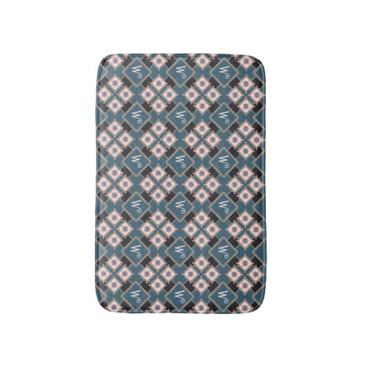 Muster für moderne Chic Geometric Floral Monogram Badematte (Vorderseite Vertikal)