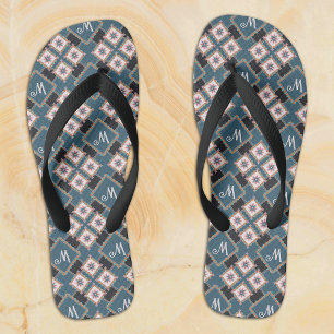 Muster für moderne Chic Geometric Floral Monogram Badesandalen