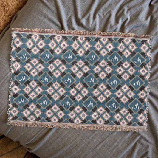 Muster für moderne Chic Geometric Floral Monogram Decke