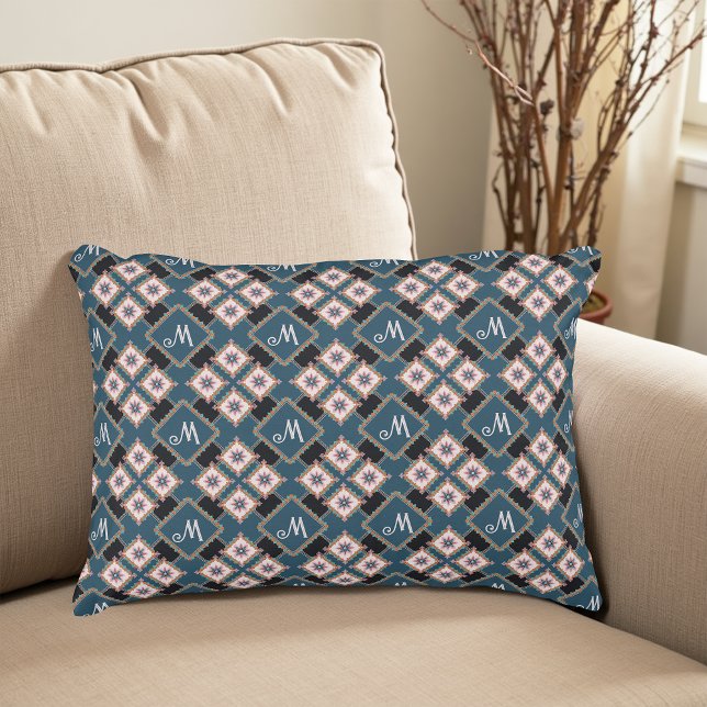 Muster für moderne Chic Geometric Floral Monogram Dekokissen (Von Creator hochgeladen)