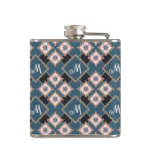 Muster für moderne Chic Geometric Floral Monogram Flachmann (Rückseite)