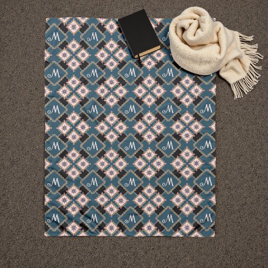 Muster für moderne Chic Geometric Floral Monogram Fleecedecke