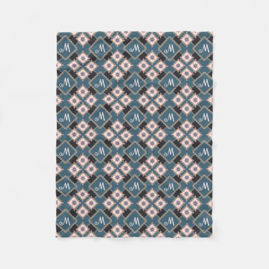 Muster für moderne Chic Geometric Floral Monogram Fleecedecke (Vorderseite)