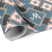 Muster für moderne Chic Geometric Floral Monogram Geschenkpapier (Rolleneckpunkt)