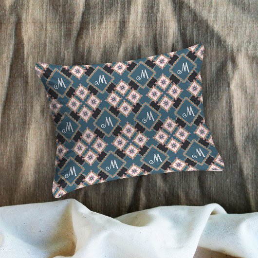 Muster für moderne Chic Geometric Floral Monogram Kissenbezug