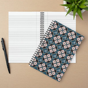 Muster für moderne Chic Geometric Floral Monogram Notizblock