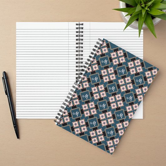 Muster für moderne Chic Geometric Floral Monogram Notizblock