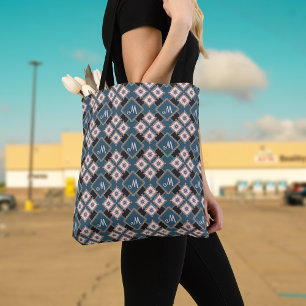 Muster für moderne Chic Geometric Floral Monogram Tasche