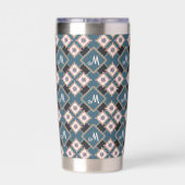 Muster für moderne Chic Geometric Floral Monogram Thermobecher (Rückseite)