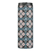 Muster für moderne Chic Geometric Floral Monogram Thermosbecher (Rückseite)