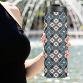 Muster für moderne Chic Geometric Floral Monogram Thermosbecher