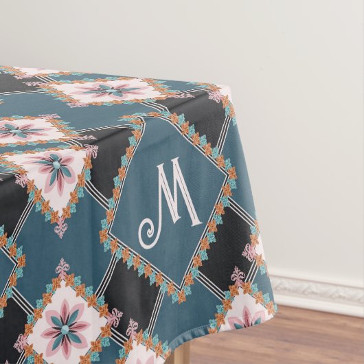 Muster für moderne Chic Geometric Floral Monogram Tischdecke (Beispiel)