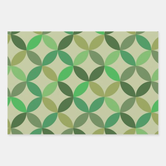 Muster für moderne geometrische grüne Kreise Mitte Geschenkpapier Set (Vorderseite 3)