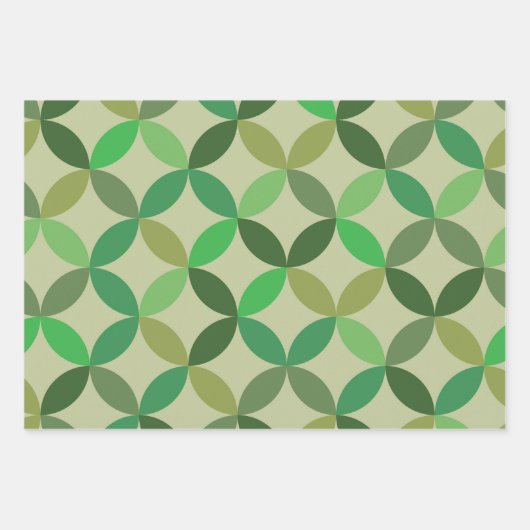 Muster für moderne geometrische grüne Kreise Mitte Geschenkpapier Set (Vorderseite 2)