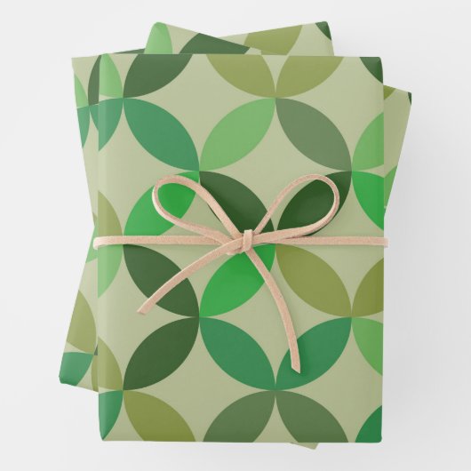 Muster für moderne geometrische grüne Kreise Mitte Geschenkpapier Set (Beispiel)