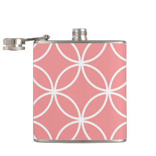Muster für moderne rosa und weiße Kreise Flachmann