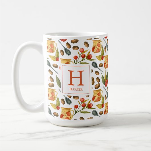 Muster für Monogram Coffee Beans Kaffeetasse (Links)