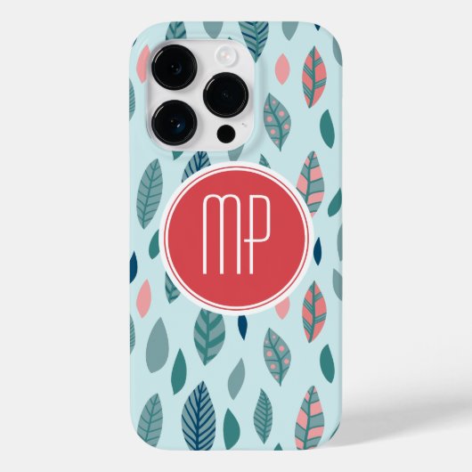 Muster für Monogram Girly Whimsical Blätter Case-Mate iPhone Hülle (Rückseite)