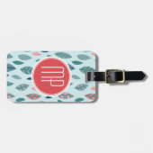 Muster für Monogram Girly Whimsical Blätter Gepäckanhänger (Vorderseite horizontal)