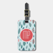Muster für Monogram Girly Whimsical Blätter Gepäckanhänger (Vorderseite vertikal)