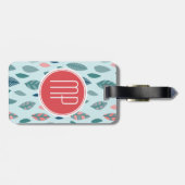 Muster für Monogram Girly Whimsical Blätter Gepäckanhänger (Rückseite horizontal)