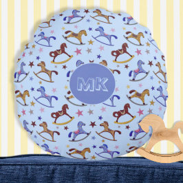 Muster für Monogram Rocking Horses und Stars Rundes Kissen
