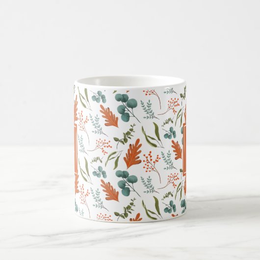 Muster für Monogram Whimsical Fall Botanicals Kaffeetasse (Mittel)