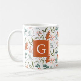 Muster für Monogram Whimsical Fall Botanicals Kaffeetasse