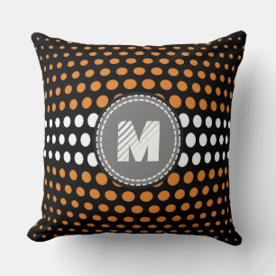 Muster für Monogramm-Bronze- und Weißpolka-Punkte Kissen