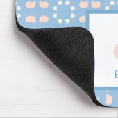 Muster für Monogramm Name Blau & Peach Herz Mousepad (Ecke)