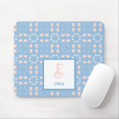 Muster für Monogramm Name Blau & Peach Herz Mousepad (Mit Mouse)
