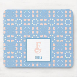 Muster für Monogramm Name Blau & Peach Herz Mousepad