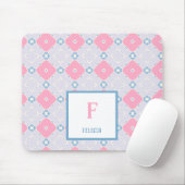 Muster für Monogramm Name Blau und Rosa Blume Mousepad (Mit Mouse)