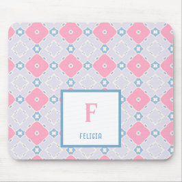 Muster für Monogramm Name Blau und Rosa Blume Mousepad