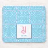 Muster für Monogramm Name Blau und rosa Elemente Mousepad (Vorne)