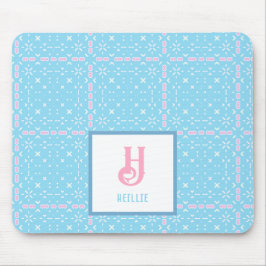 Muster für Monogramm Name Blau und rosa Elemente Mousepad