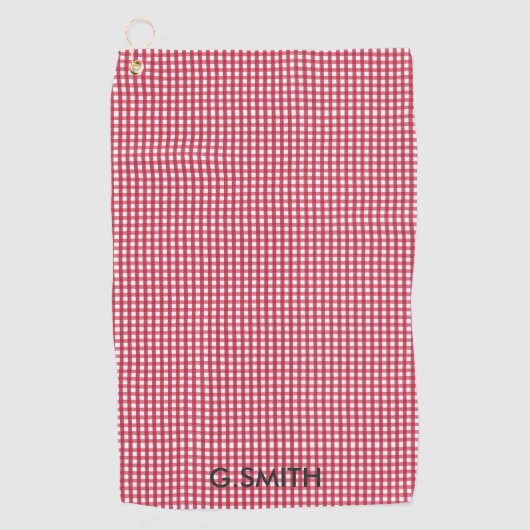 Muster für Monogramm Rot-Weiß-Schachbrett Golfhandtuch (Vorderseite)