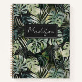 Muster für monogramm Watercolor Green Tropical Blä Notizblock (Vorderseite)