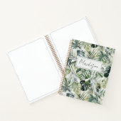 Muster für monogramm Watercolor Green Tropical Blä Notizblock (Innenseite)