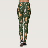 Muster für Moody Green Woodland Forest Animals Leggings (Rückseite)