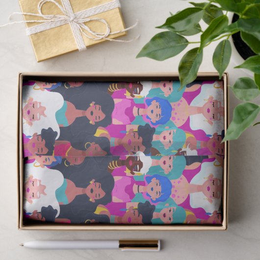 Muster für multikulturelle Gesichter von Frauen Seidenpapier (Geschenk)