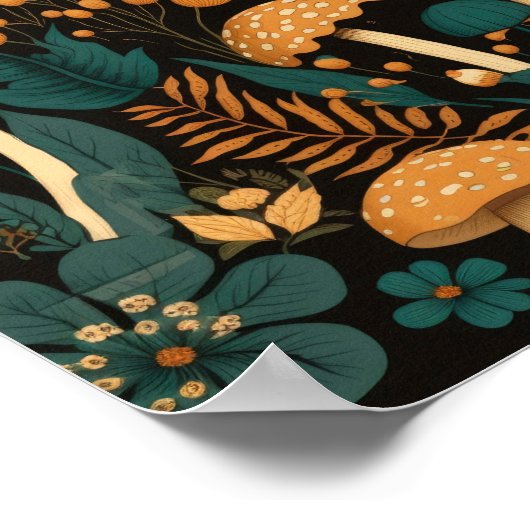 Muster für Mushroom Fern und Blume Poster (Ecke)