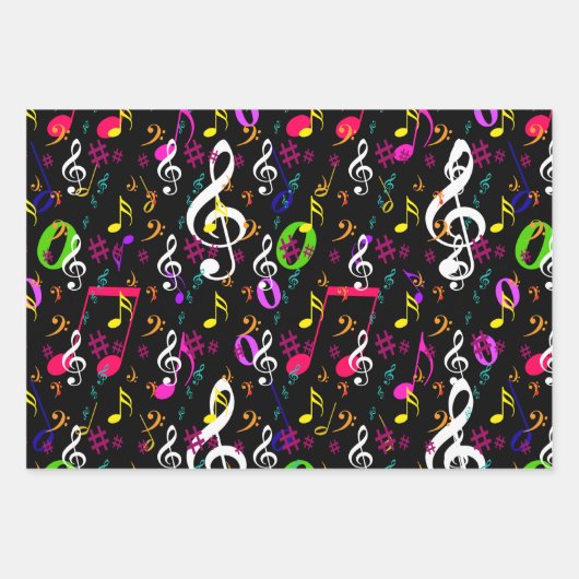 Muster für musikalische Symbole Geschenkpapier Set (Vorderseite)