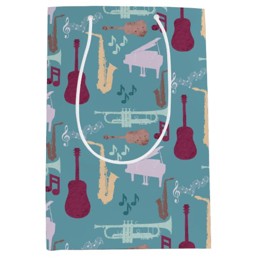 Muster für Musikinstrumente Mittlere Geschenktüte (Vorderseite)