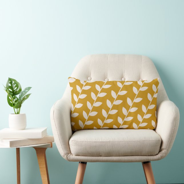 Muster für Mustard Retro Leaf Lendenkissen (Stuhl )