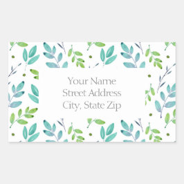 Muster für Muster in Aquamarinen, grünen Aquarellf Rechteckiger Aufkleber