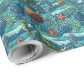 Muster für nahtlose Meereslebewesen Geschenkpapier (Rolleneckpunkt)