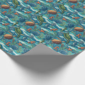 Muster für nahtlose Meereslebewesen Geschenkpapier (Ecke)